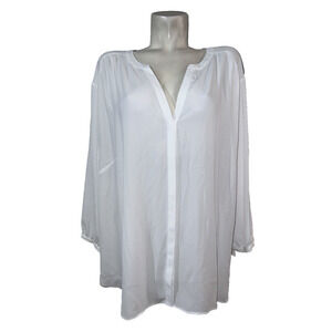 New NYDJ Top Plus Size 4X White Button 3/4 Sleeve Pleated Pintuck Perfect Blouse